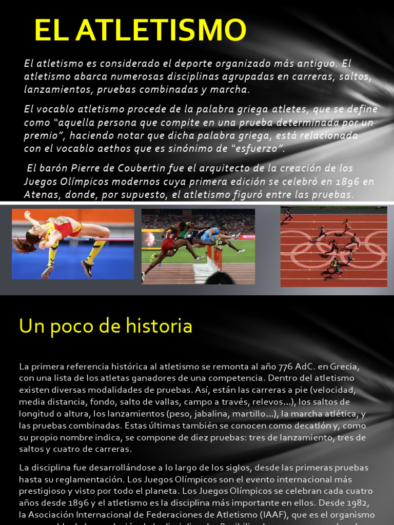 Historia y modalidades del atletismo | PDF | Deporte del atletismo ...