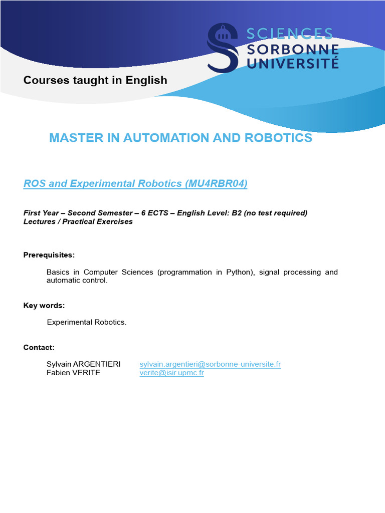 Master in Automation & Robotics Courses | PDF
