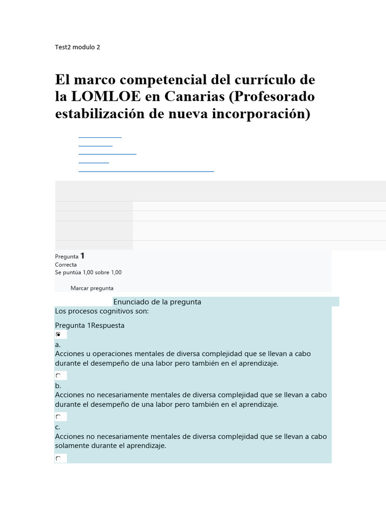 Evaluación del Módulo 2 LOMLOE Canarias | PDF | Cognición | Plan de ...