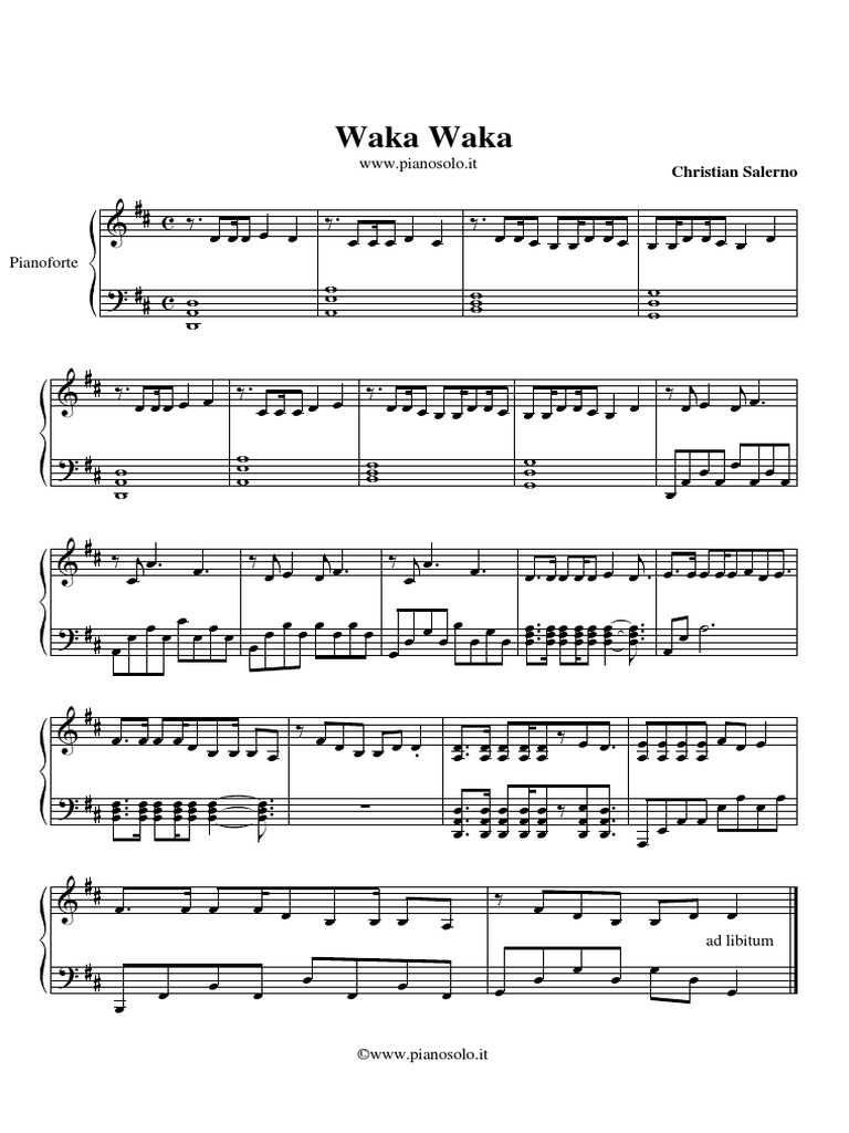 Waka Waka Sheet Music