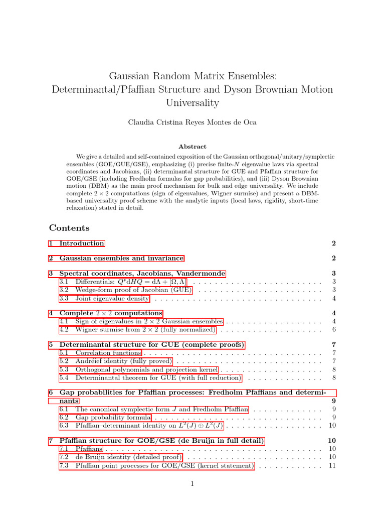 Gaussian Random Matrix Ensembles Explained | PDF | Applied Mathematics ...