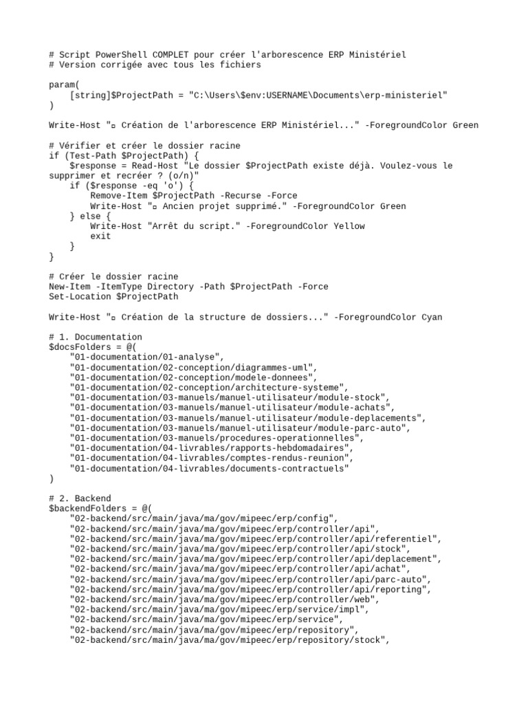 Arborescence ERP Ministériel PowerShell | PDF