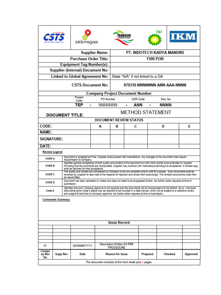 Method Statement for Tangguh Project | PDF | Concrete | Pipe (Fluid ...