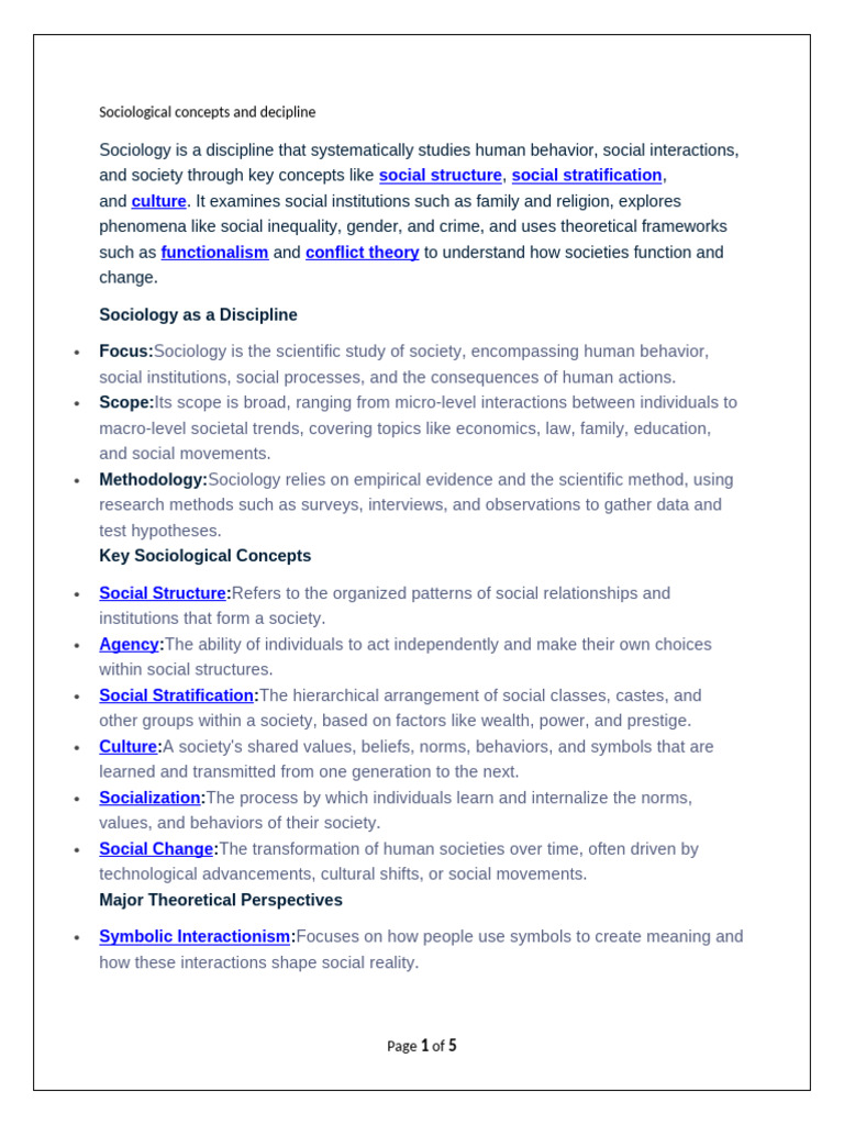 Key Concepts in Sociology Explained | PDF | Sociology | Society