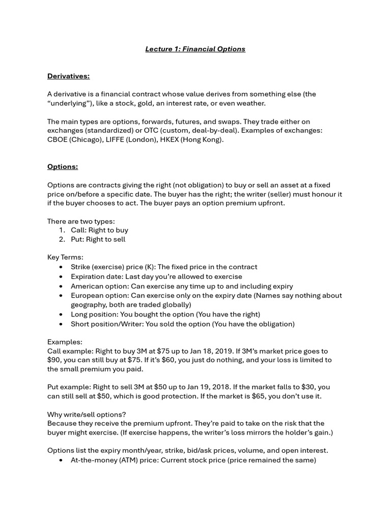 Understanding Financial Options Basics | PDF | Option (Finance) | Black ...