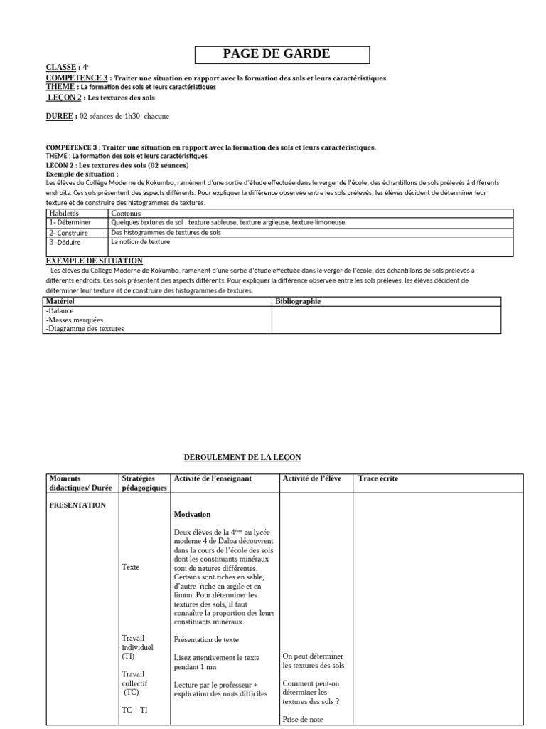 Textures des sols : détermination et analyse | PDF | Limon | Sédimentologie