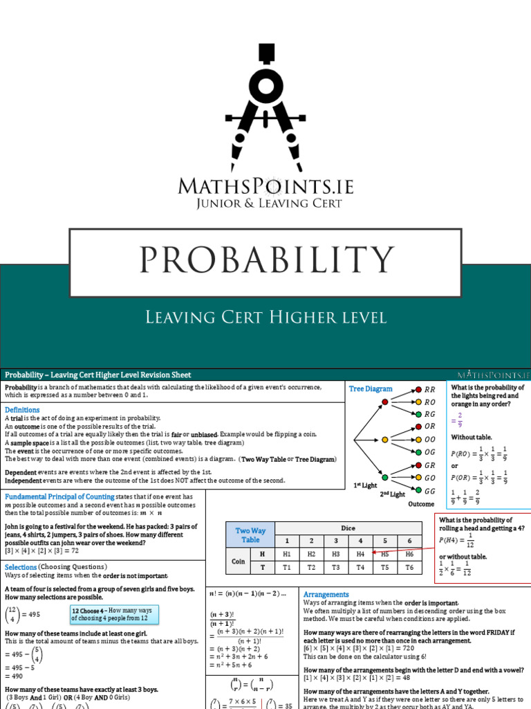 Leaving Cert Probability Revision Guide | PDF | Probability ...