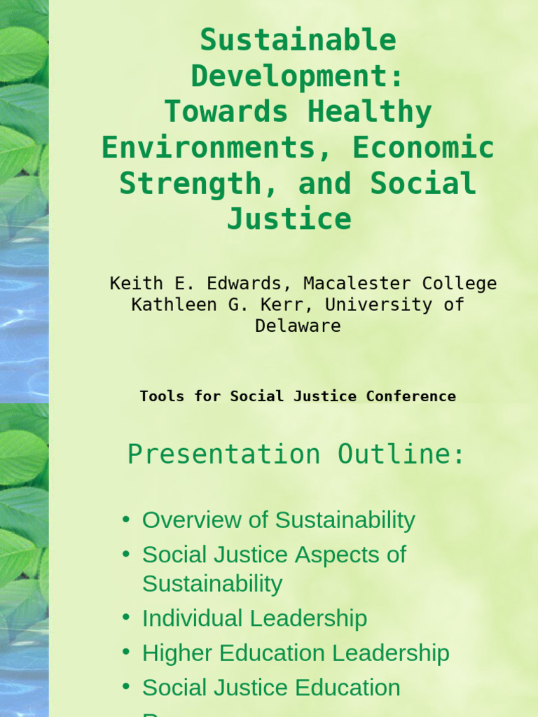 Sustainable Development and Social Justice | PDF | Sustainability ...