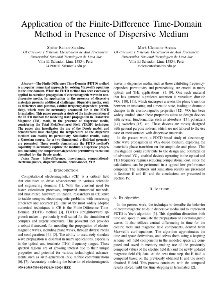FDTD Method for Dispersive Media Modeling | PDF | Dispersion (Optics ...