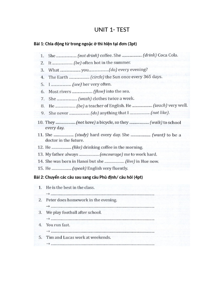Unit 1 - Test | PDF