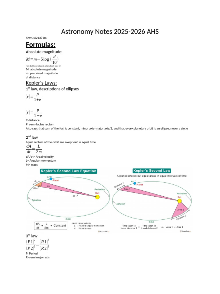 Astronomy Notes: Stellar Evolution 2025-2026 | PDF | Supernova | Stars