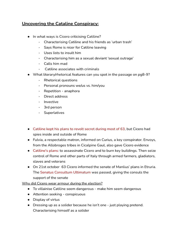 Uncovering the Cataline Conspiracy | PDF | Cicero | Ancient Rome