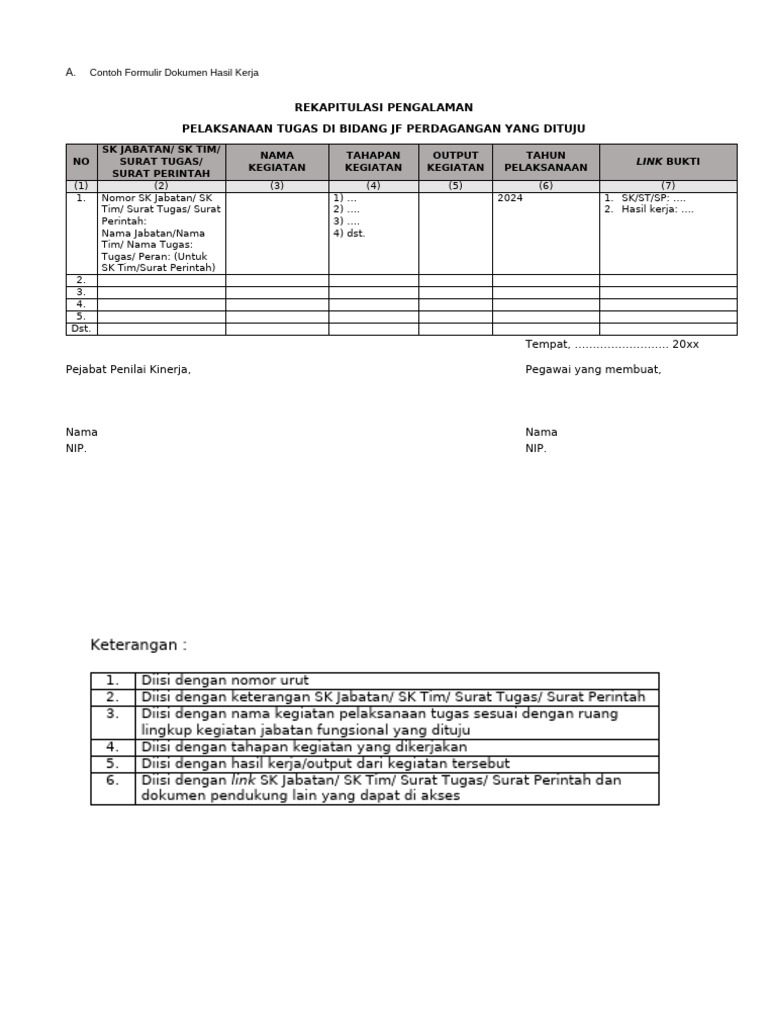 Formulir Rekapitulasi Pengalaman Kerja | PDF