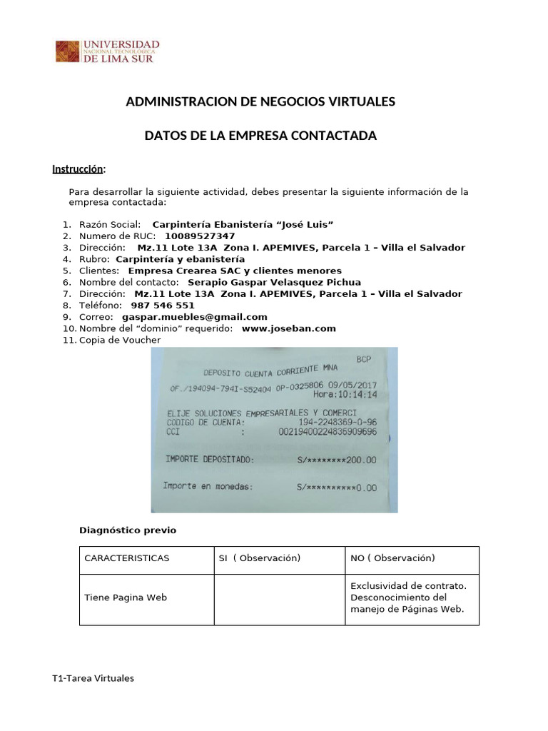 Formato de La Tarea T1 Virtuales | PDF | Business | Marketing