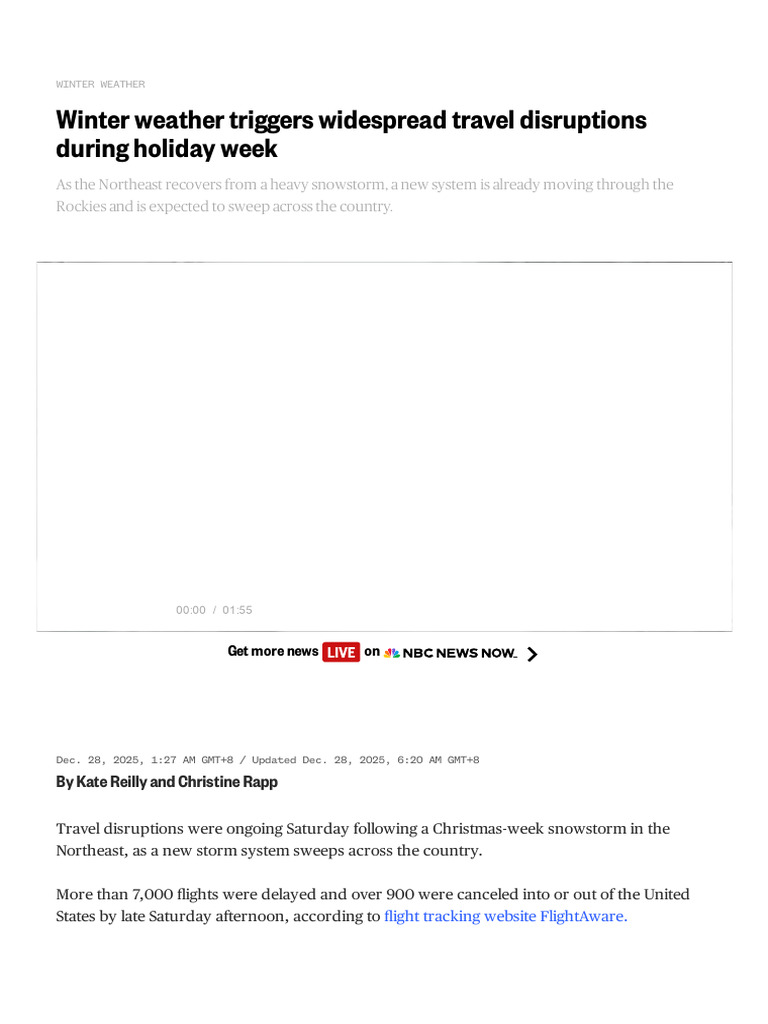 Winter Weather Triggers Widespread Travel Disruptions During Holiday ...