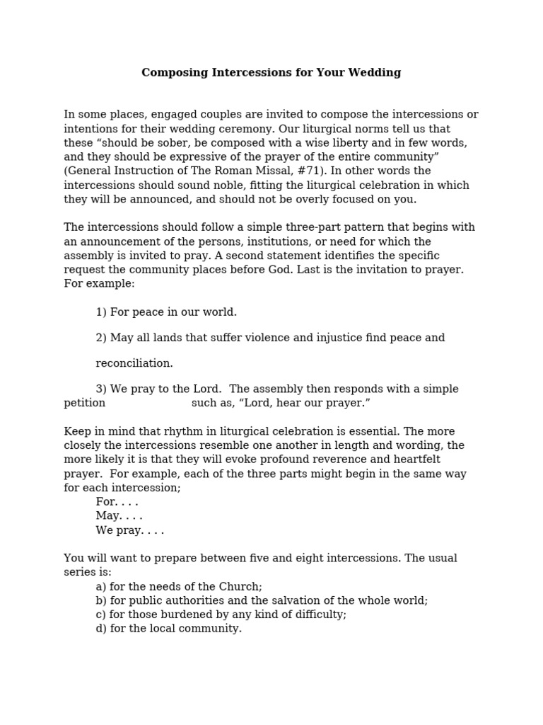 Wedding Intercessions Guide | PDF
