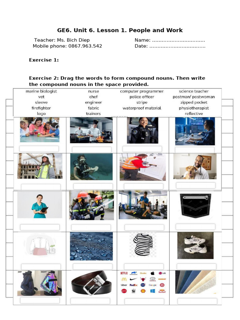 People and Work: ESL Lesson 1 Exercises | PDF