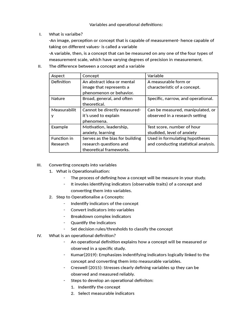 Understanding Variables in Research | PDF | Level Of Measurement | Concept