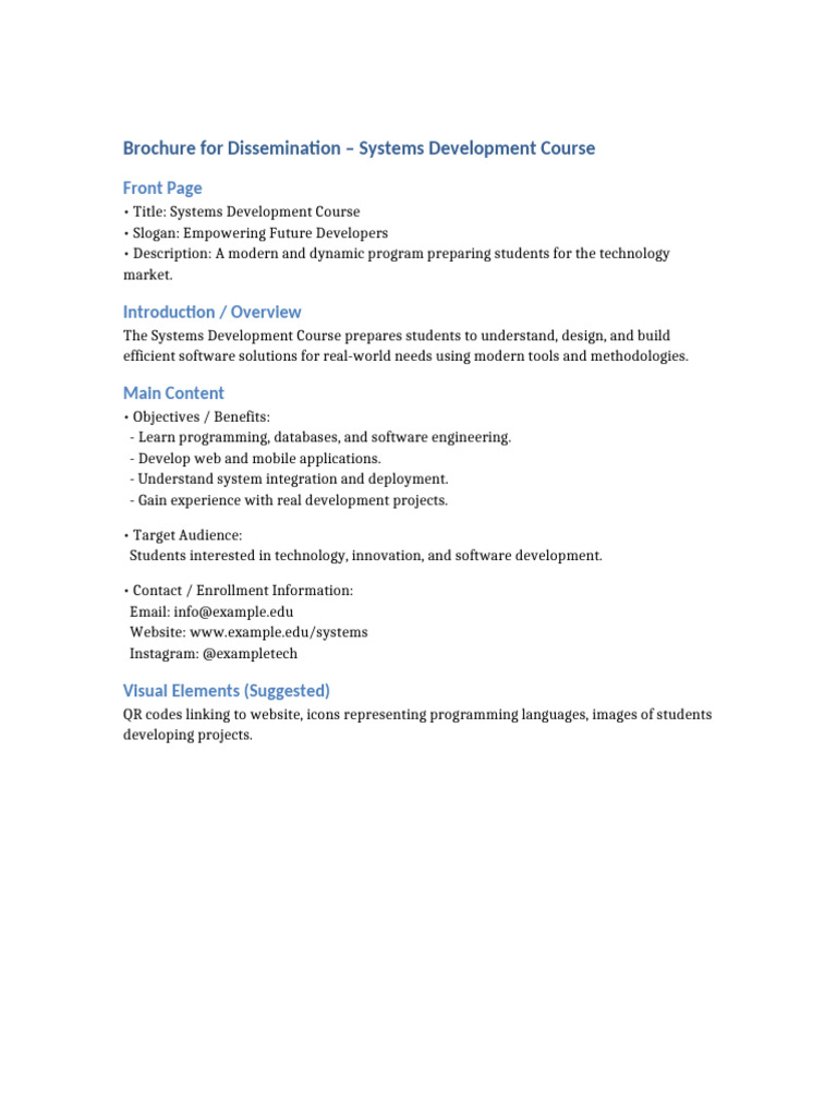 Systems Development Course Overview | PDF