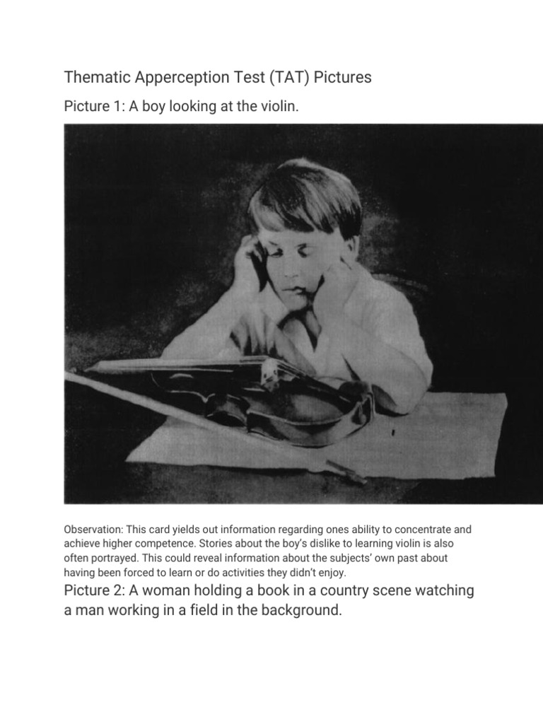 Thematic Apperception Test Image Analysis | PDF