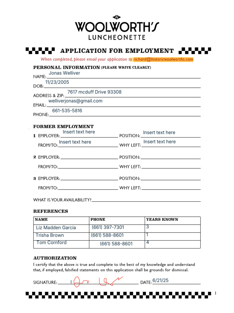 Employment Application Form Template | PDF
