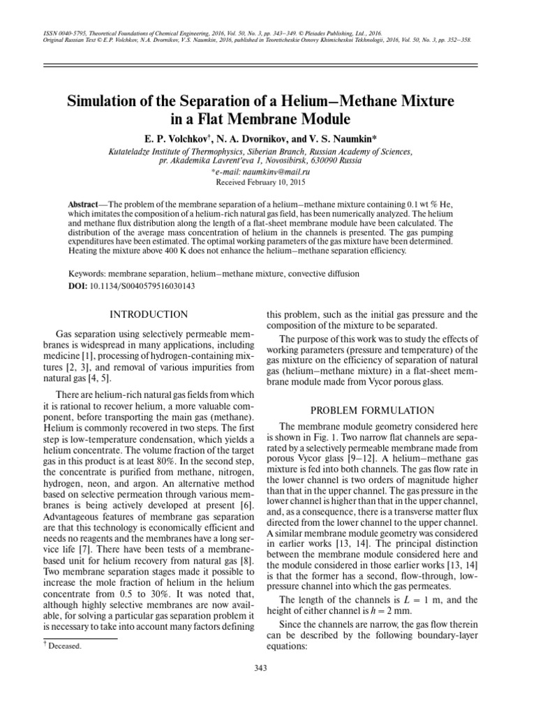 Simulation of the Separation of a Helium-Methane Mixture in a Flat ...