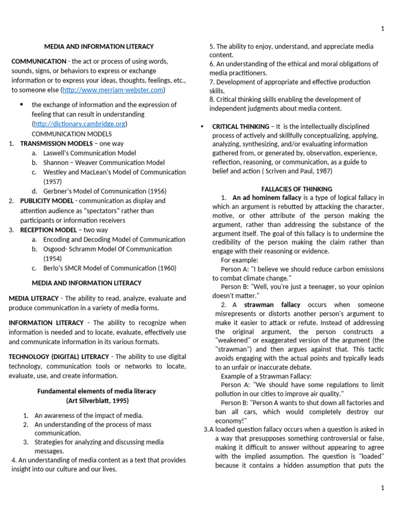 Media and Information Literacy Guide | PDF | Fallacy | Communication