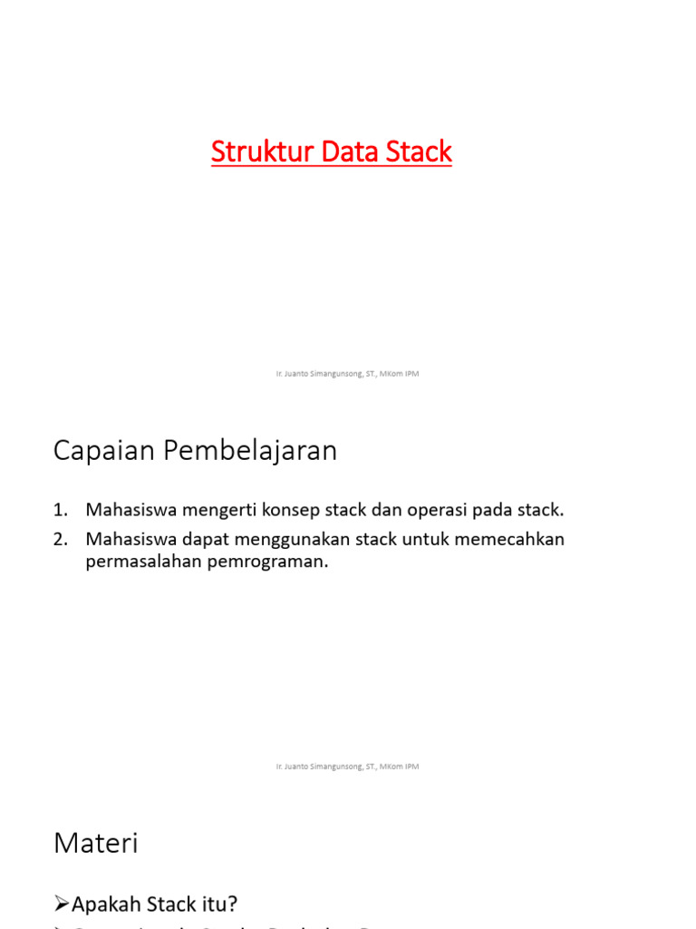 Konsep dan Operasi Stack dalam Pemrograman | PDF