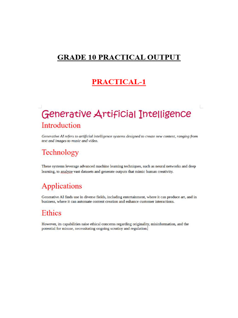 Grade 10 Practical Output Guide | PDF