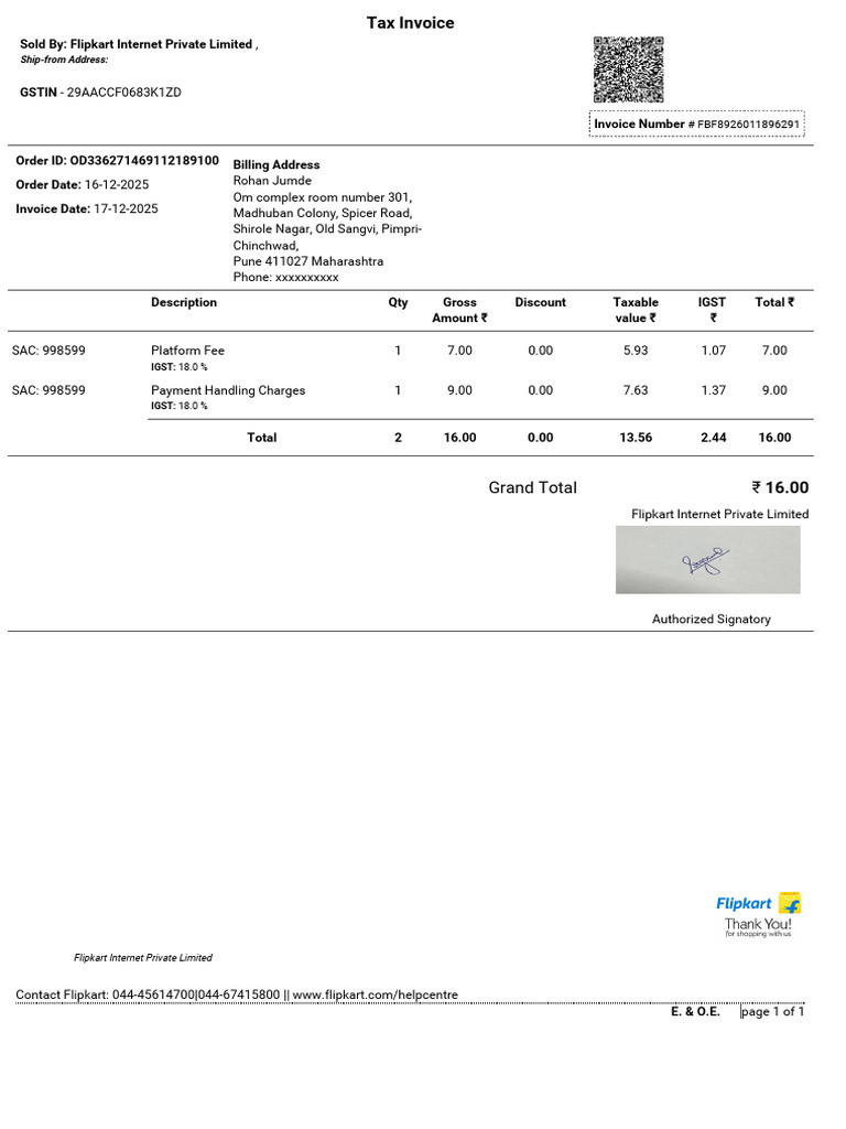 Flipkart Invoice and Debit Note Details | PDF | Payments