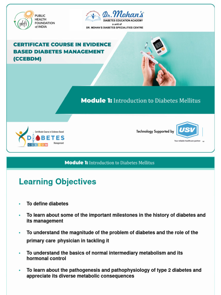 CCEBDM_Module_1_PPT | PDF | Pancreas | Insulin
