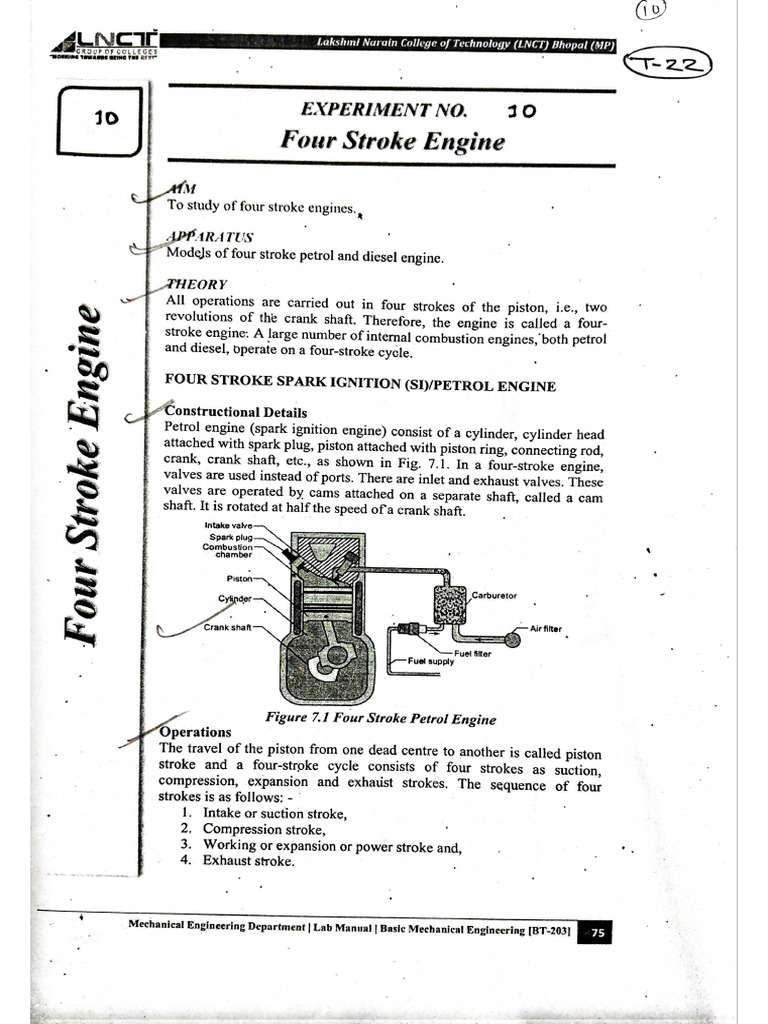 Four Stroke Engine Exp10 | PDF
