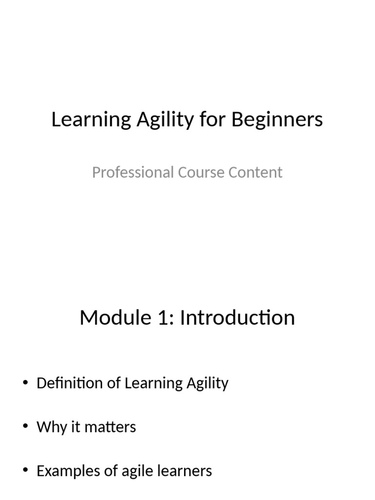 Learning Agility: A Beginner's Guide | PDF