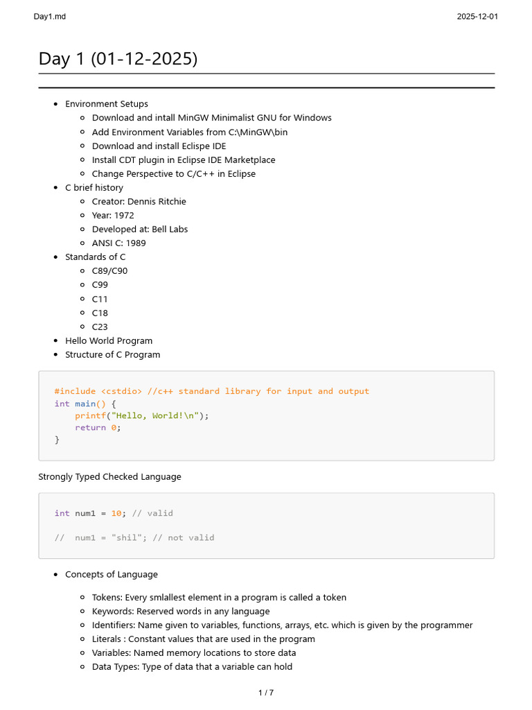 Day1 | PDF | Parameter (Computer Programming) | C (Programming Language)