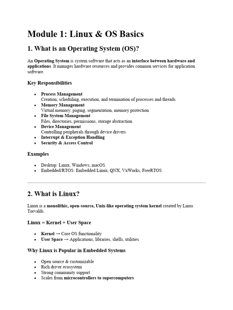 Linux OS Basics and Device Drivers Guide | PDF