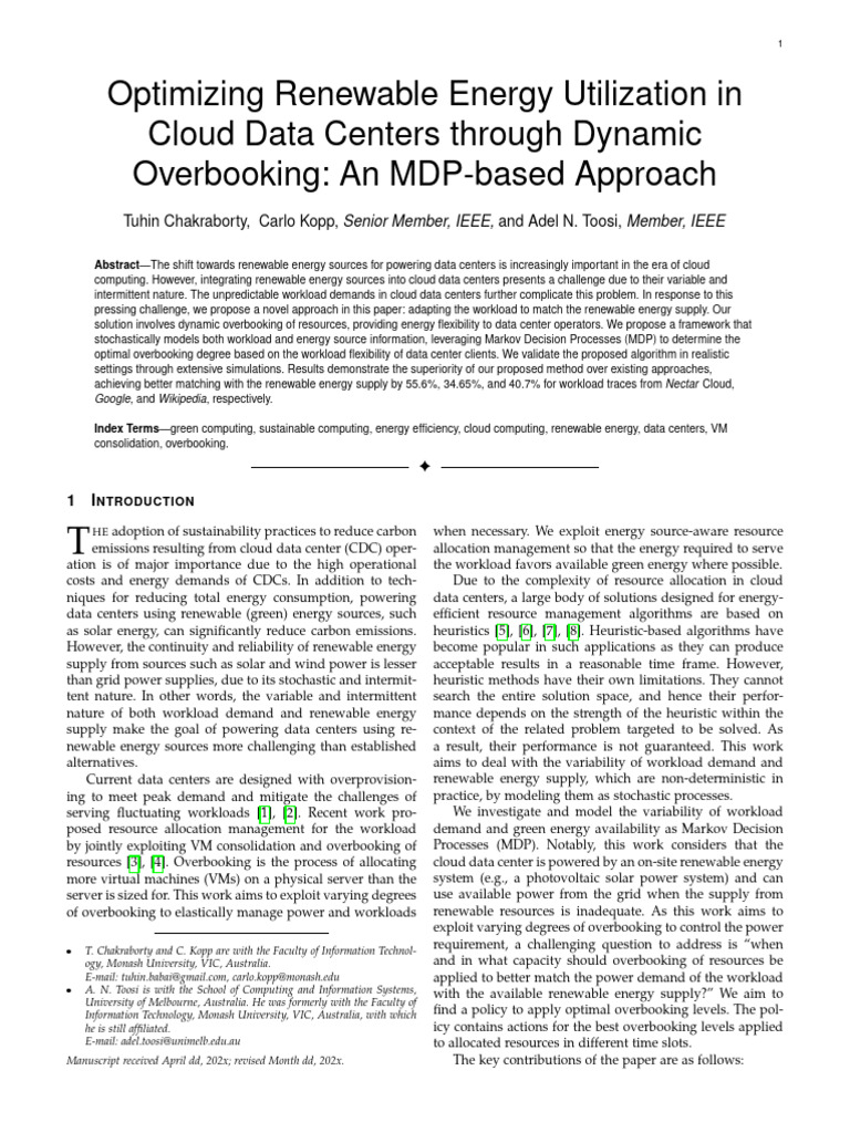Optimizing Renewable Energy Utilization | PDF | Virtual Machine | Cloud ...
