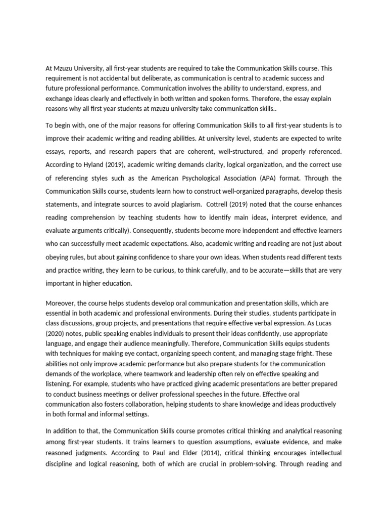 Importance of Communication Skills at Mzuzu University | PDF ...
