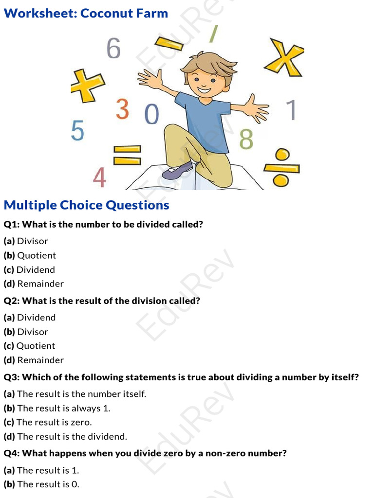 Coconut Farm Division Worksheet | PDF | Division (Mathematics ...