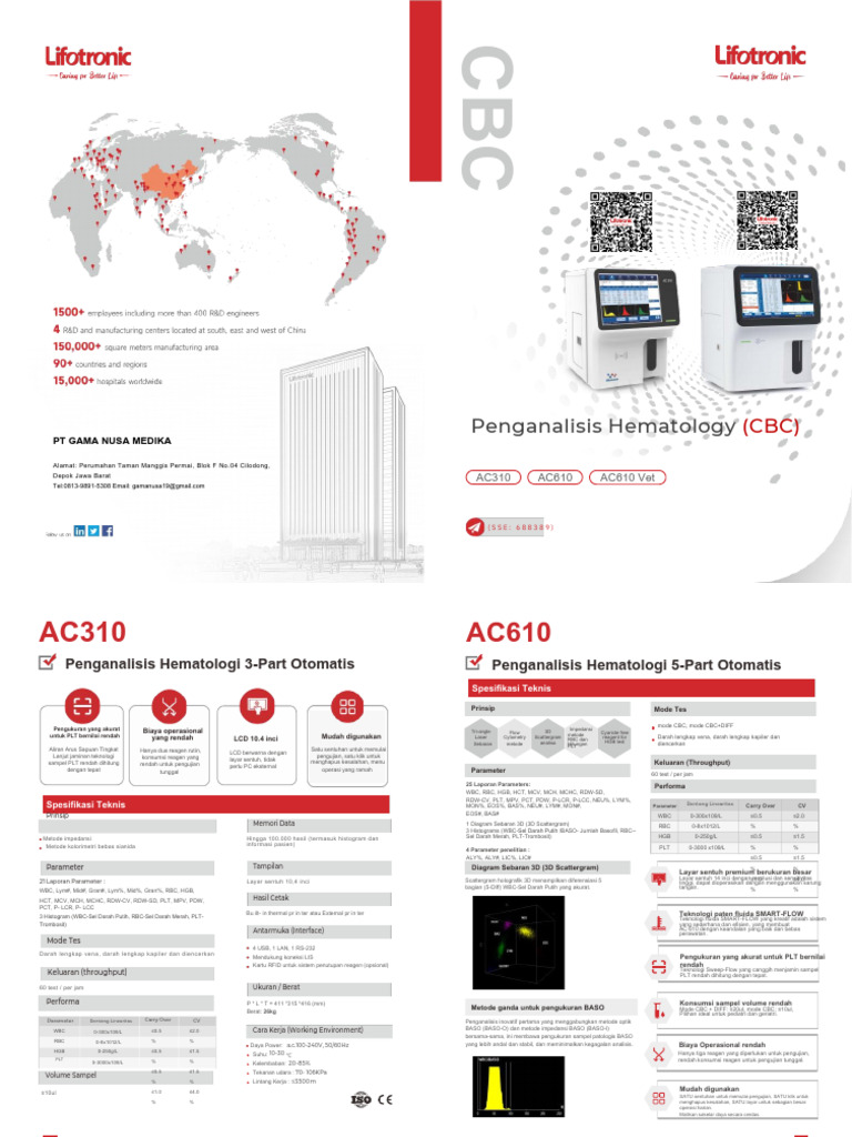 Penganalisis Hematologi AC610 dan AC310 | PDF