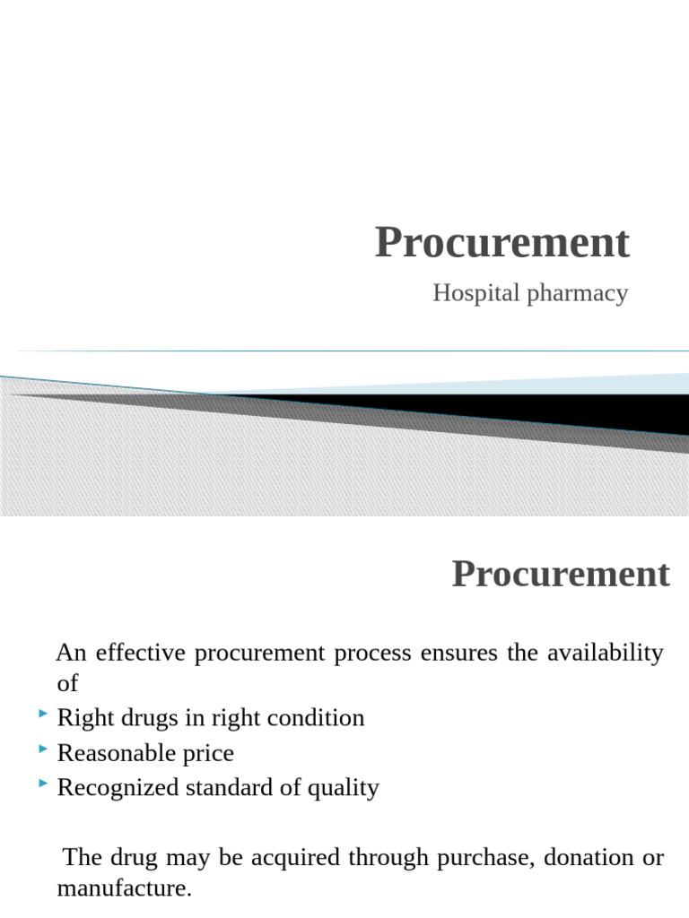 Hospital Pharmacy Procurement Guide | PDF | Procurement | Business
