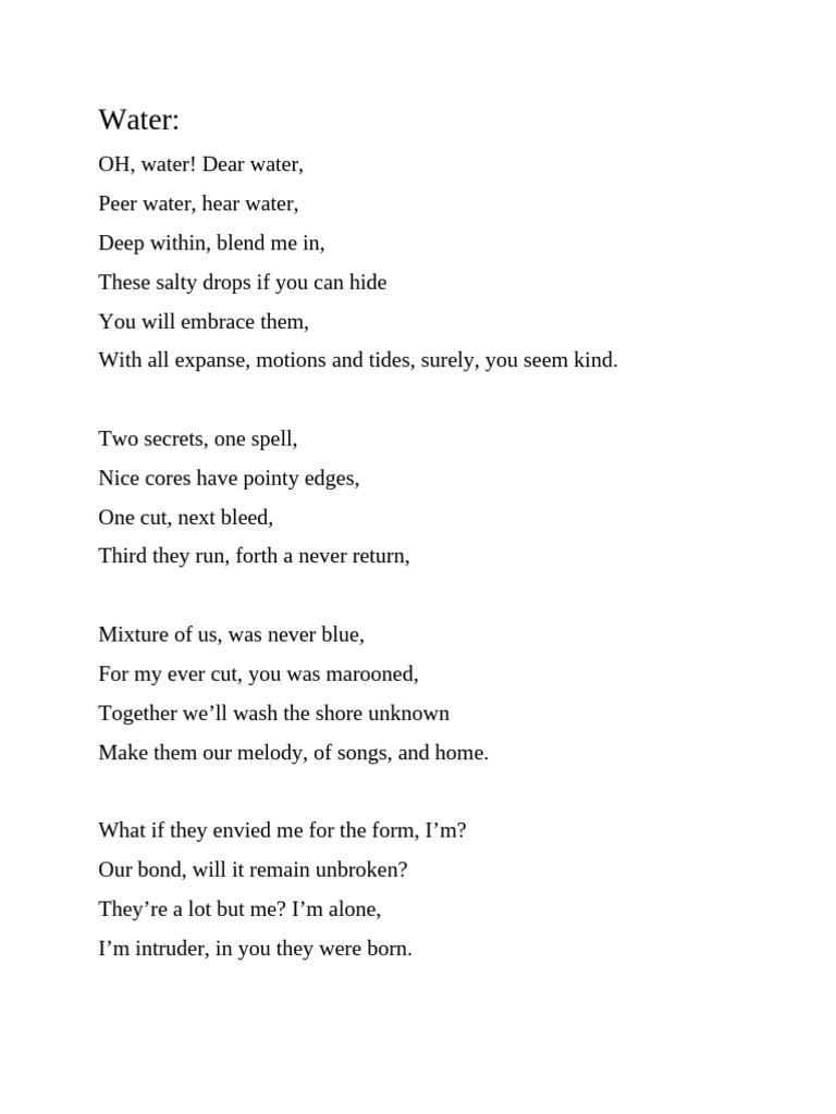 Poetic Reflections on Water's Depths | PDF