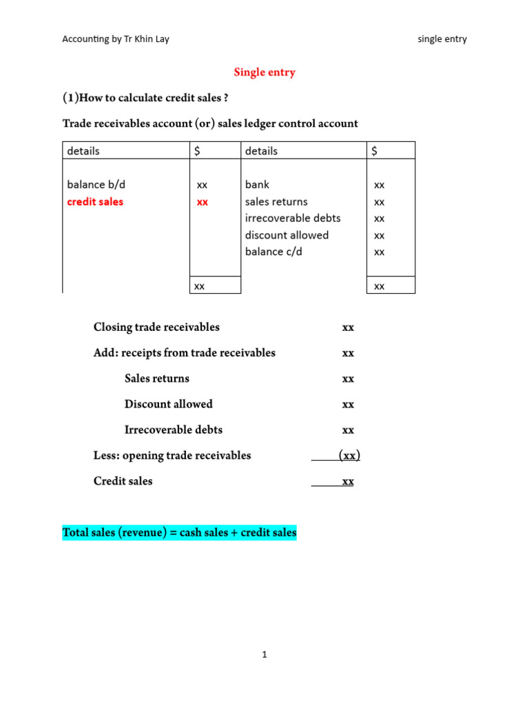 Single Entry Accounting Overview | PDF
