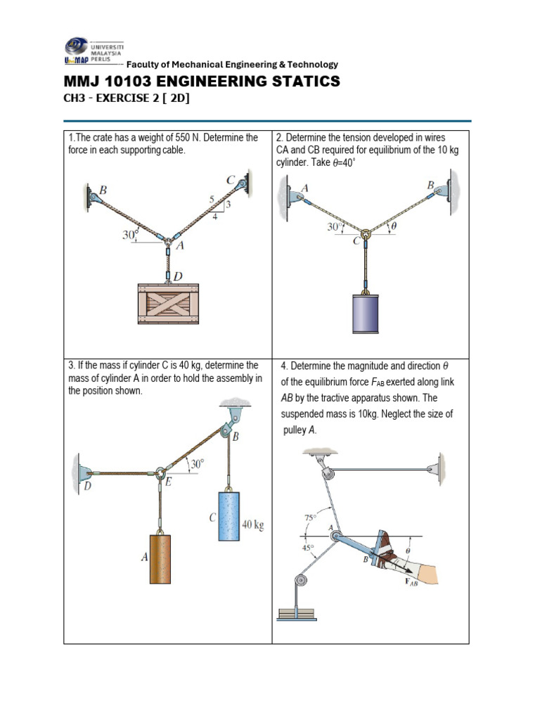 Engineering Statics Exercises for Cables | PDF