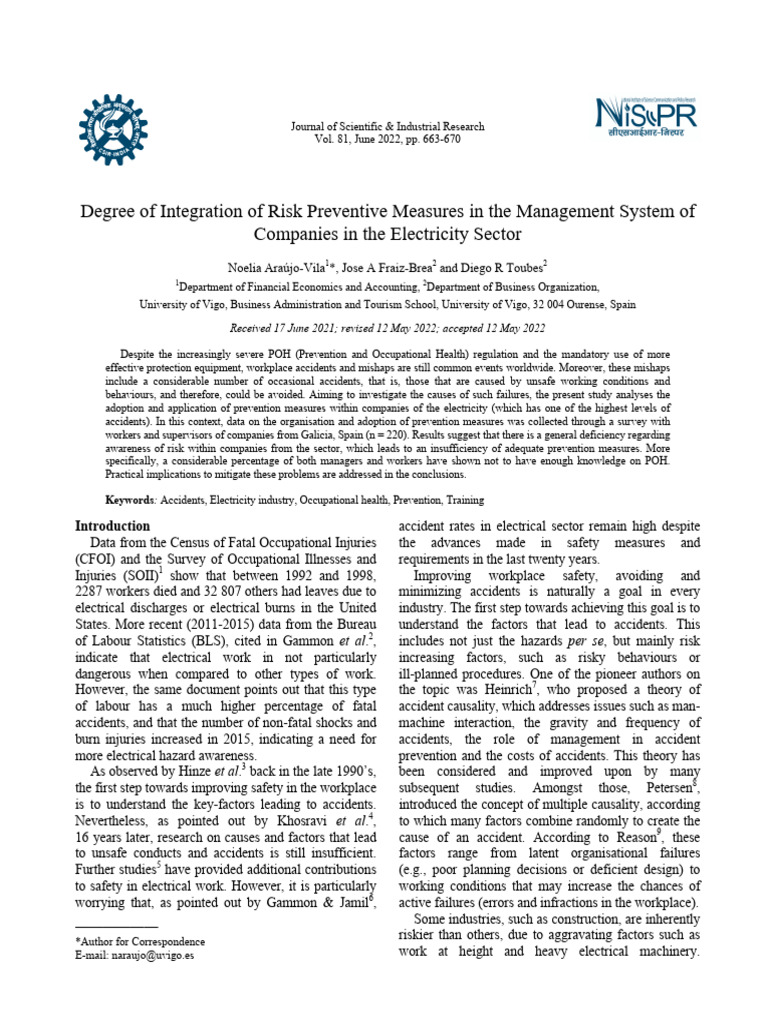 Risk Management in Electricity Sector Safety | PDF | Occupational ...