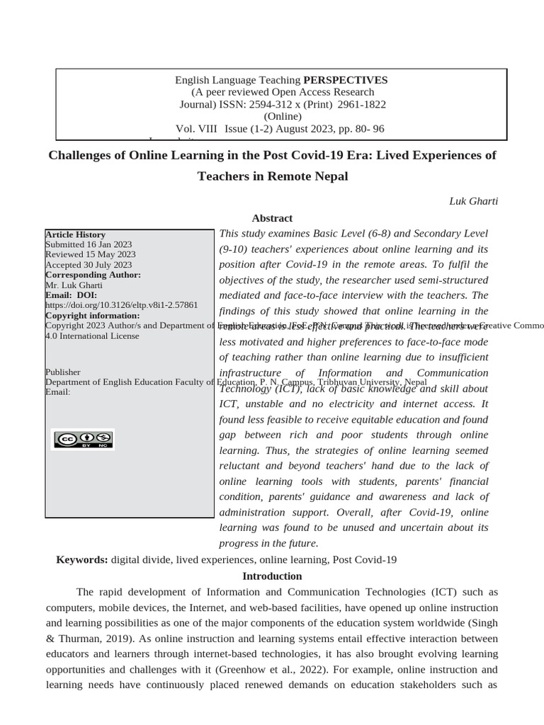 Challenges of Online Learning in The Post Covid-19 | PDF | Educational ...