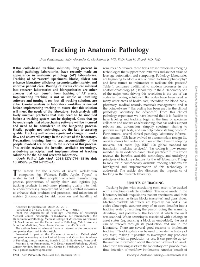 Anatomic Pathology Tracking Solutions | PDF | Barcode | Radio Frequency ...