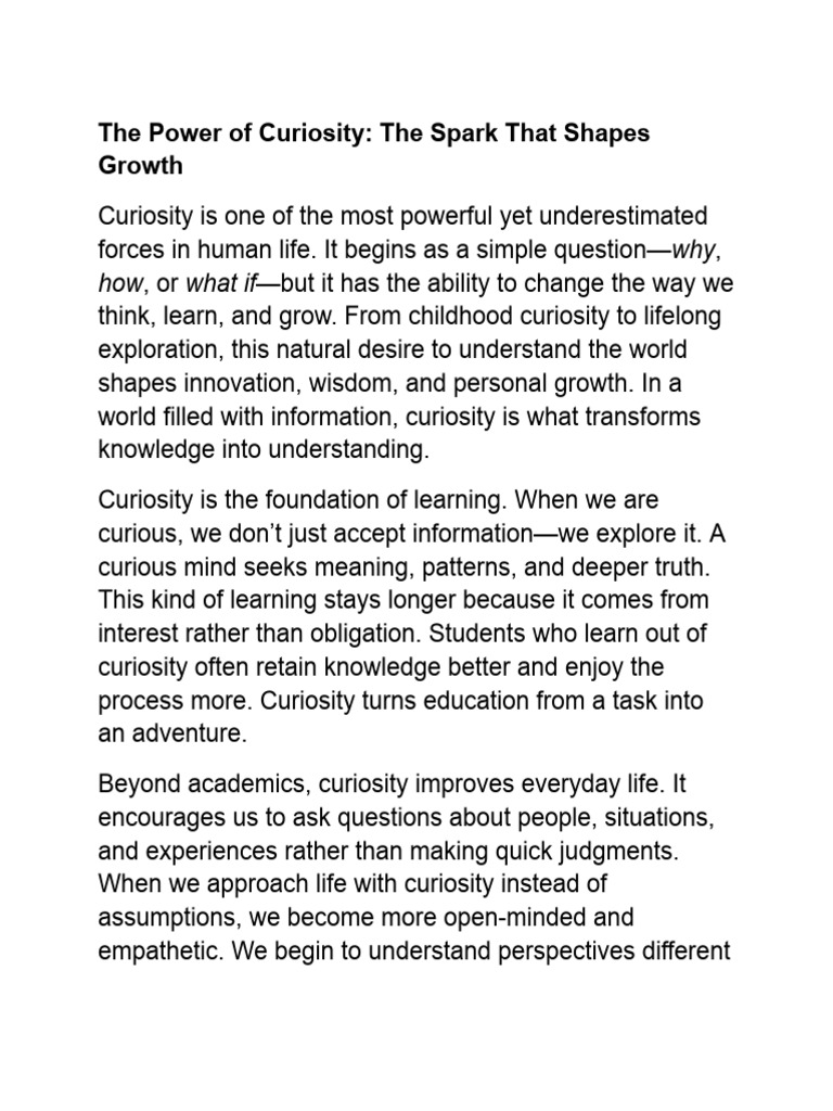 The Transformative Power of Curiosity | PDF | Curiosity | Cognition