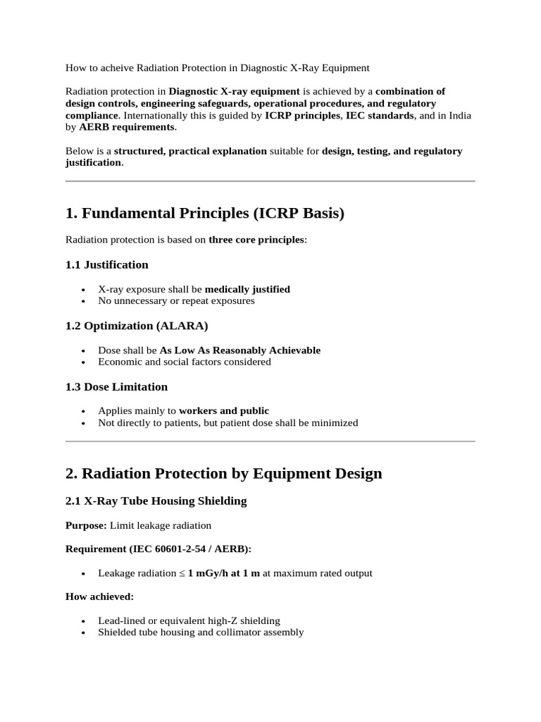 How to Acheive Radiation Protection in Diagnostic X-Ray Equipment | PDF ...
