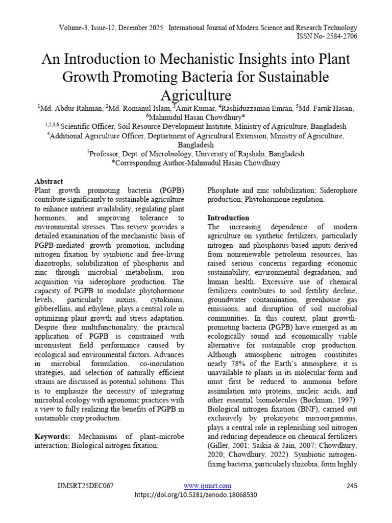An Introduction To Mechanistic Insights Into Plant Growth Promoting ...