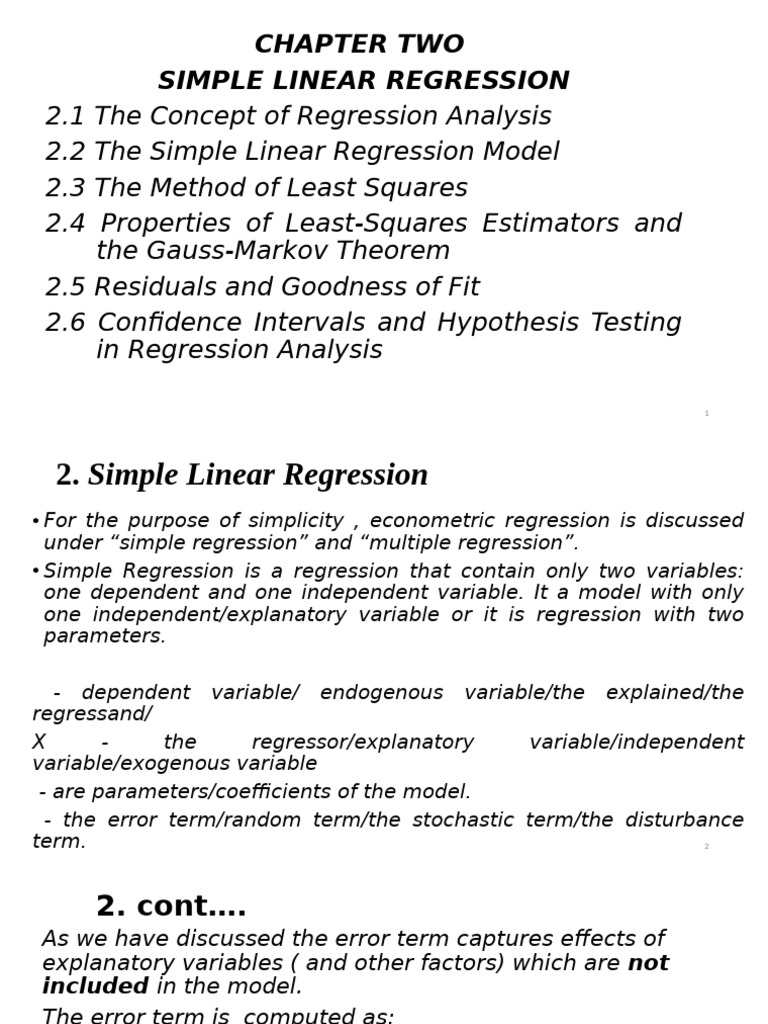 Chapter 2. SImple Regression Model | PDF | Ordinary Least Squares ...
